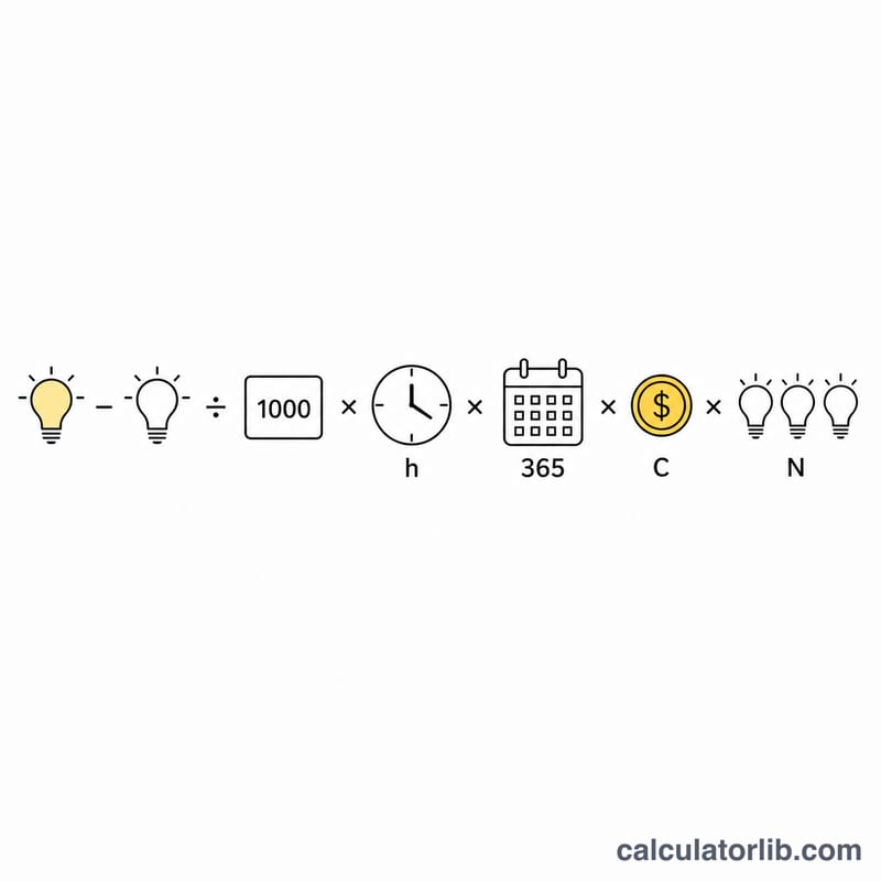 Flat diagram of the energy savings formula components