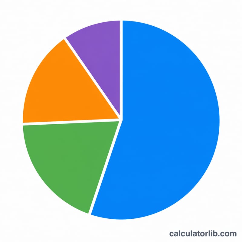 Pie chart breaking employee total cost into salary, overhead, benefits and tax slices