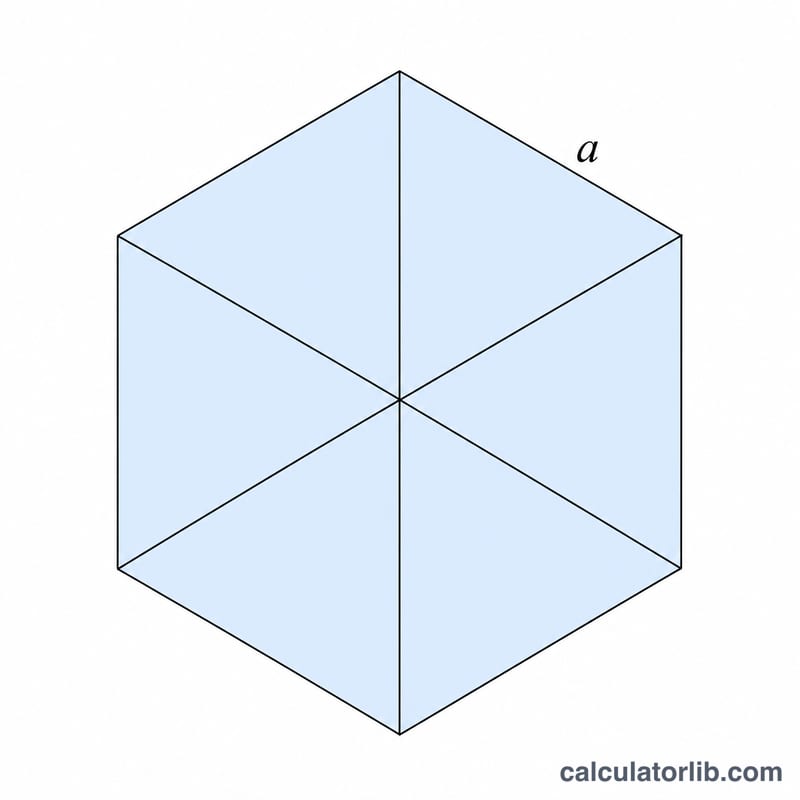 正六角形を一辺 a の6つの正三角形に分割した上面図