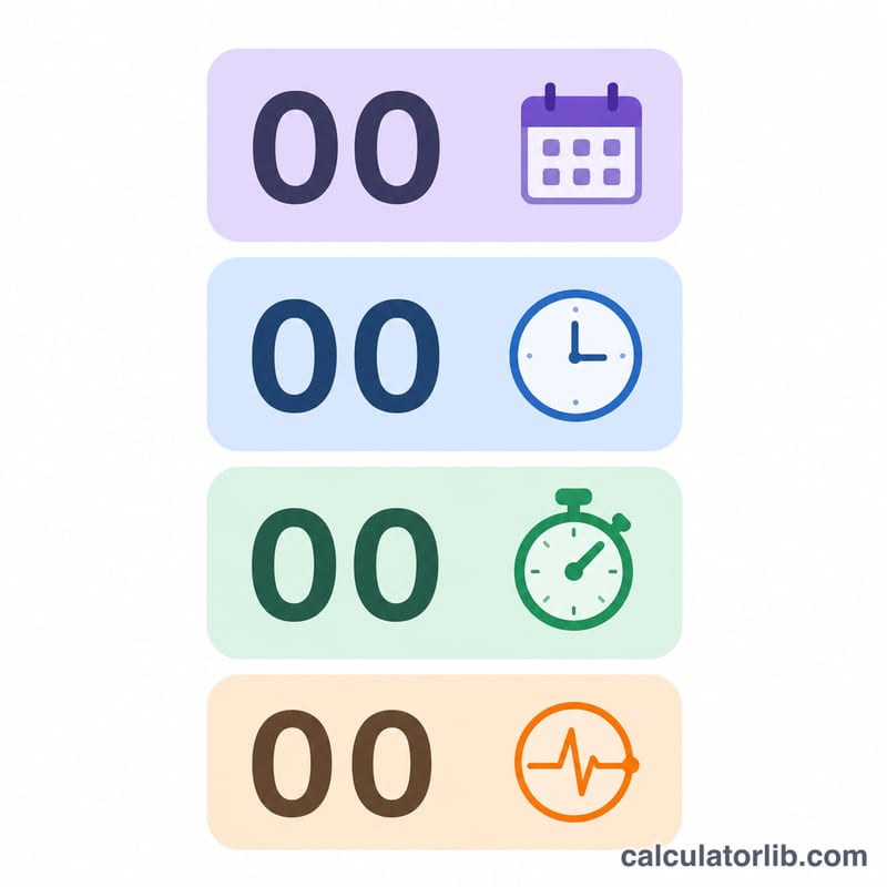 أربع خانات عدّاد للأيام والساعات والدقائق والثواني