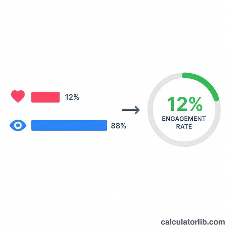 Bar comparison of engagements versus reach producing a percentage result