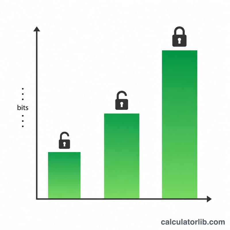 Bar chart comparing low and high entropy passwords by number of bits