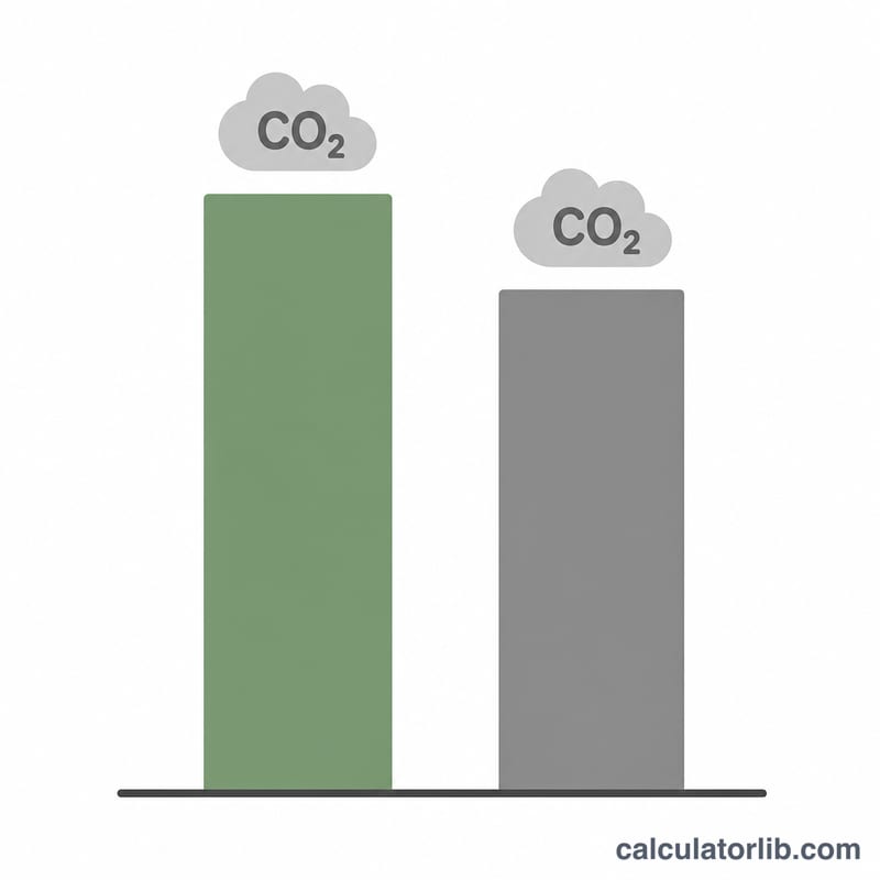 Bar chart comparing CO2 emissions per liter for petrol and diesel