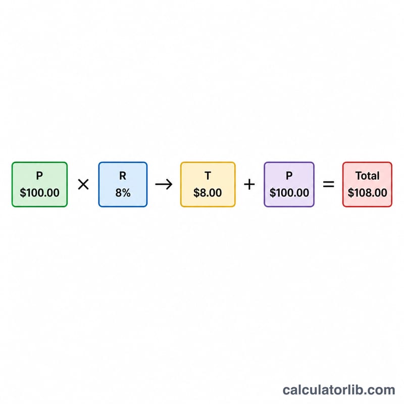 Flow from price times rate to tax then total