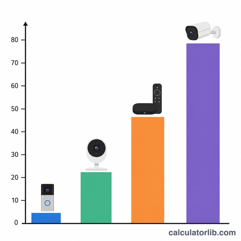 Bar chart comparing monthly gigabyte usage of different smart home devices