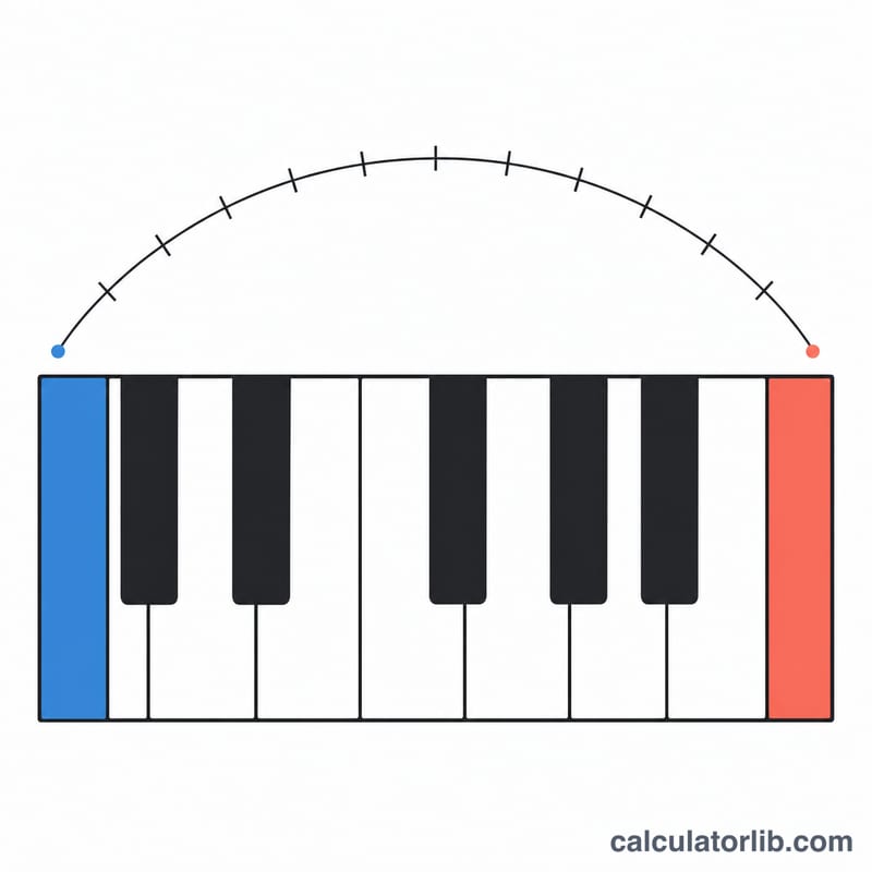 Piano keyboard octave showing 12 equal semitone steps between two notes