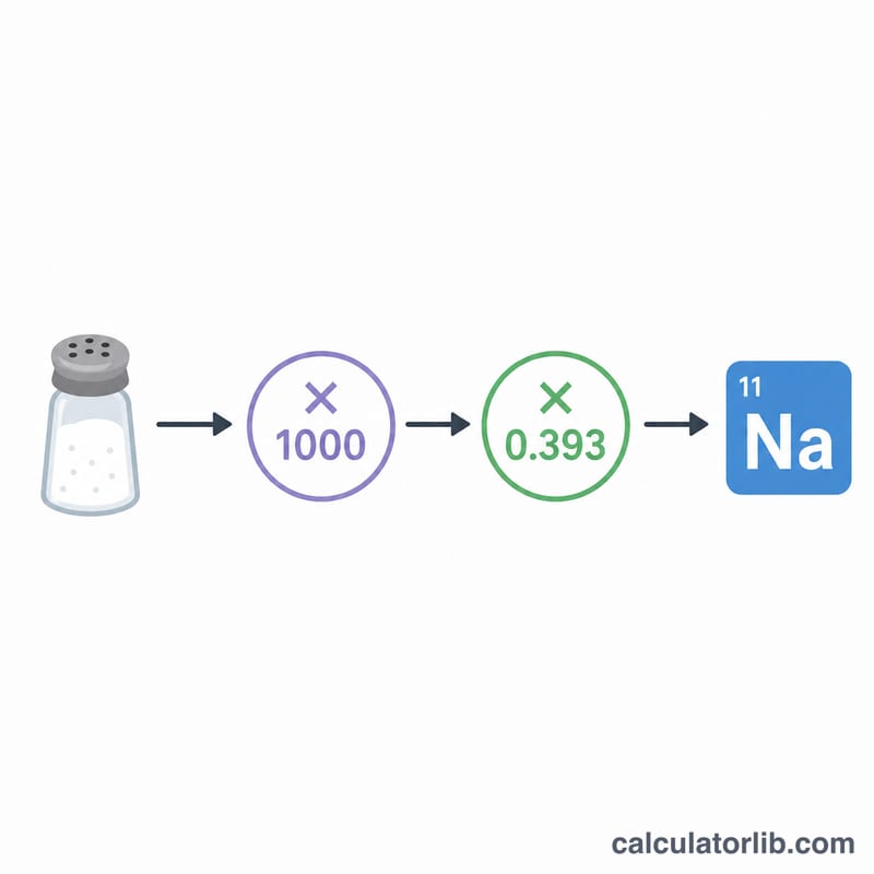 Diagrama que convierte una cantidad de sal en cantidad de sodio