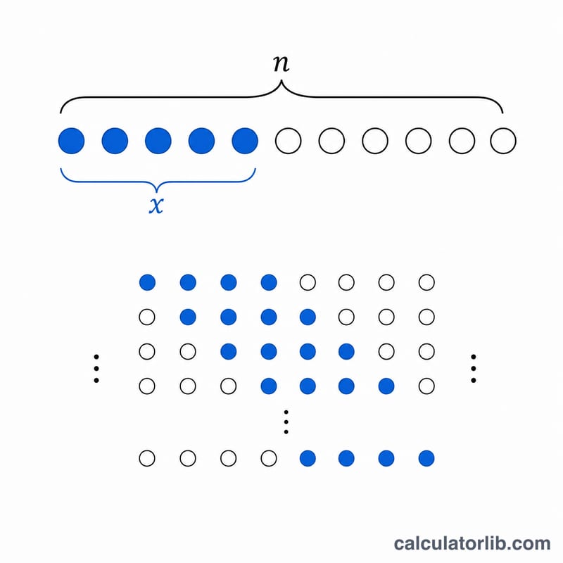Diagram showing the parts of the binomial formula