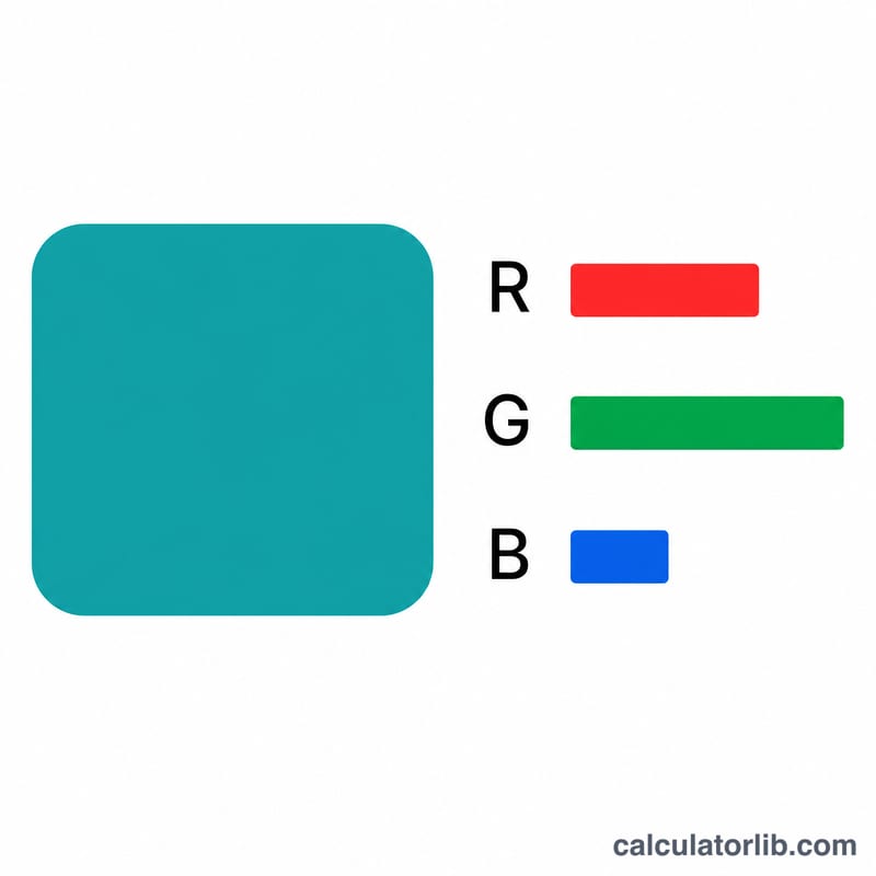 Single hex color sample with its converted red, green and blue channel breakdown shown as three colored bars