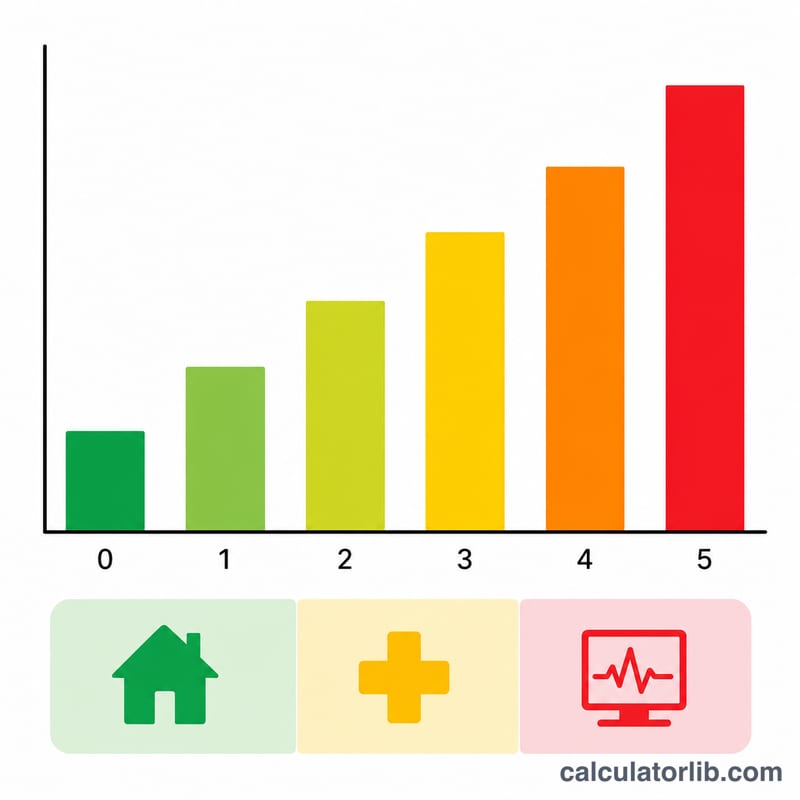 Bar chart showing increasing 30-day mortality risk as CURB-65 score rises from 0 to 5