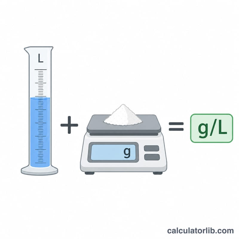 Measuring cylinder and scale used to find grams per liter concentration