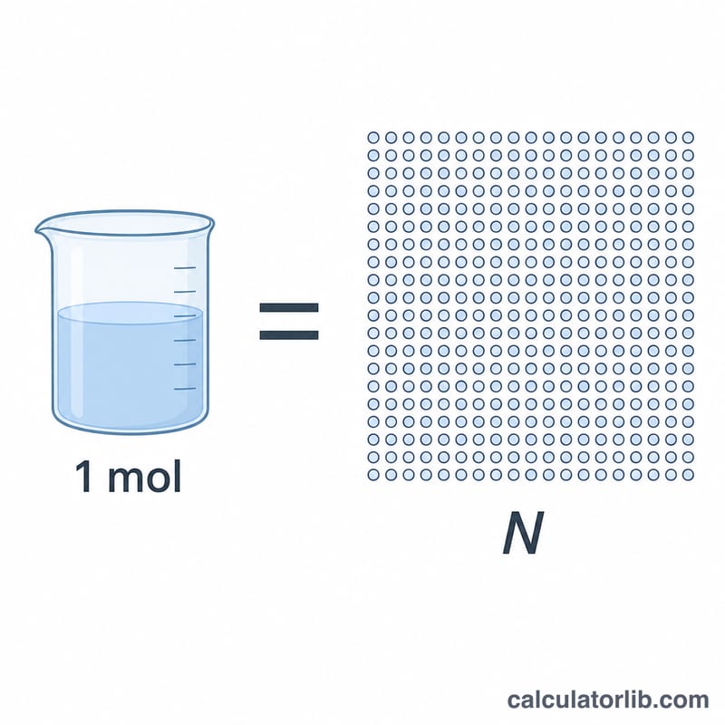 Bar showing one mole equals Avogadro number of molecules