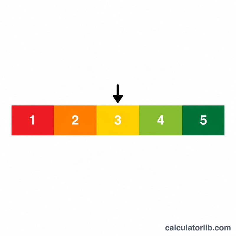 Horizontal bar showing composite score ranges mapped to AP scores 1 through 5