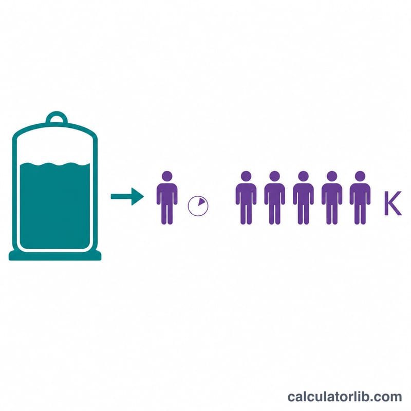 Diagrama que muestra que los recursos totales divididos entre el uso por individuo es igual al número de individuos