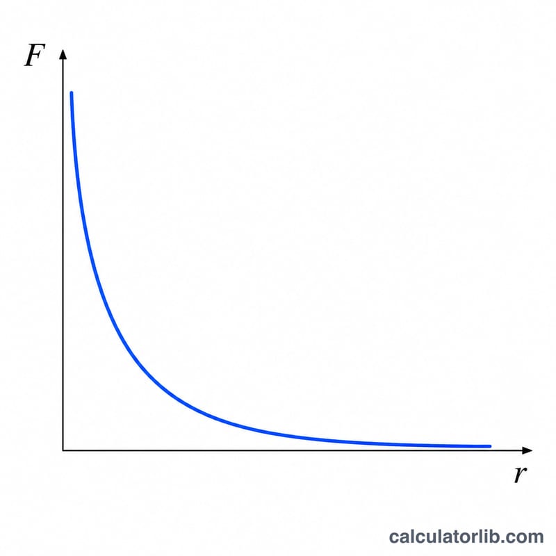 Graph showing electrostatic force decreasing as the square of distance increases