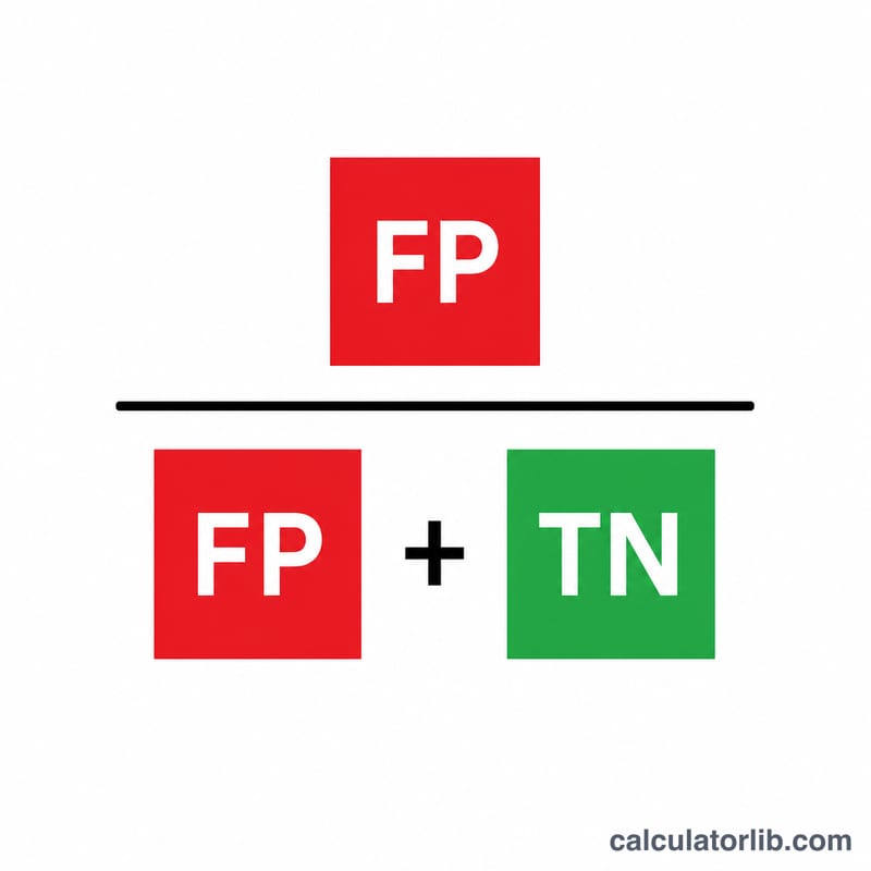 Diagram of FPR formula as FP divided by FP plus TN