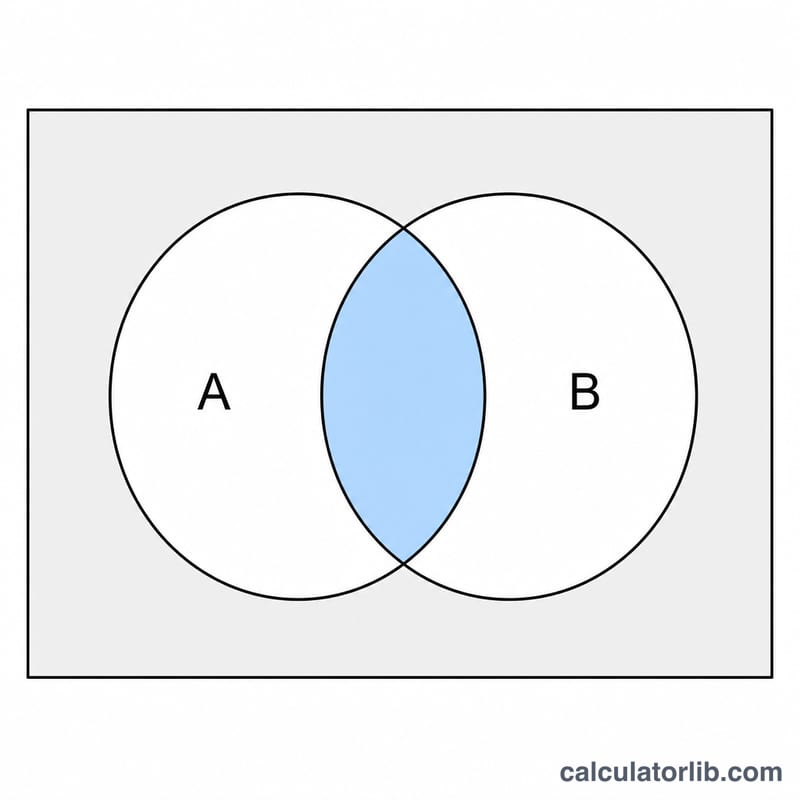 Venn diagram of two events showing intersection, union and complement regions