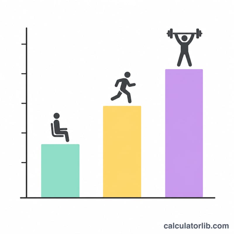 Bar chart comparing protein factors for sedentary, active, and athlete activity levels