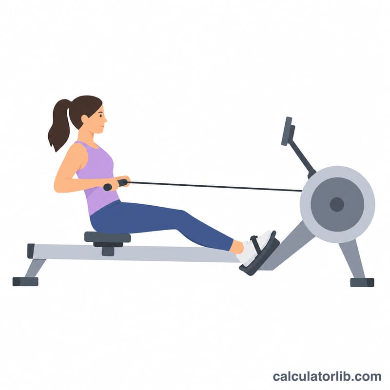 Hình minh họa phẳng một người đang dùng máy chèo thuyền trong nhà