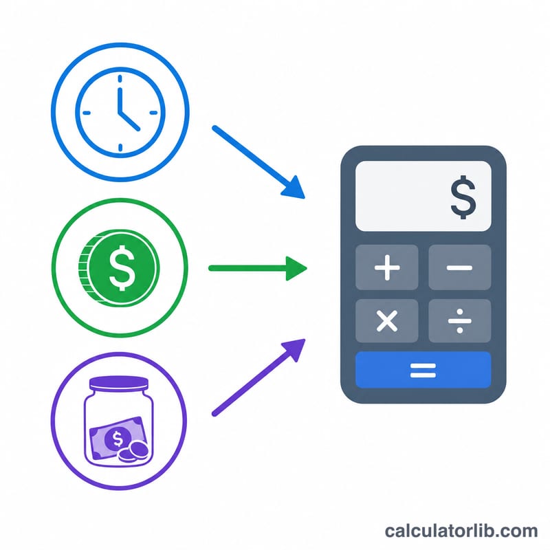 Three inputs hours, wage, and tips feeding into a total calculation