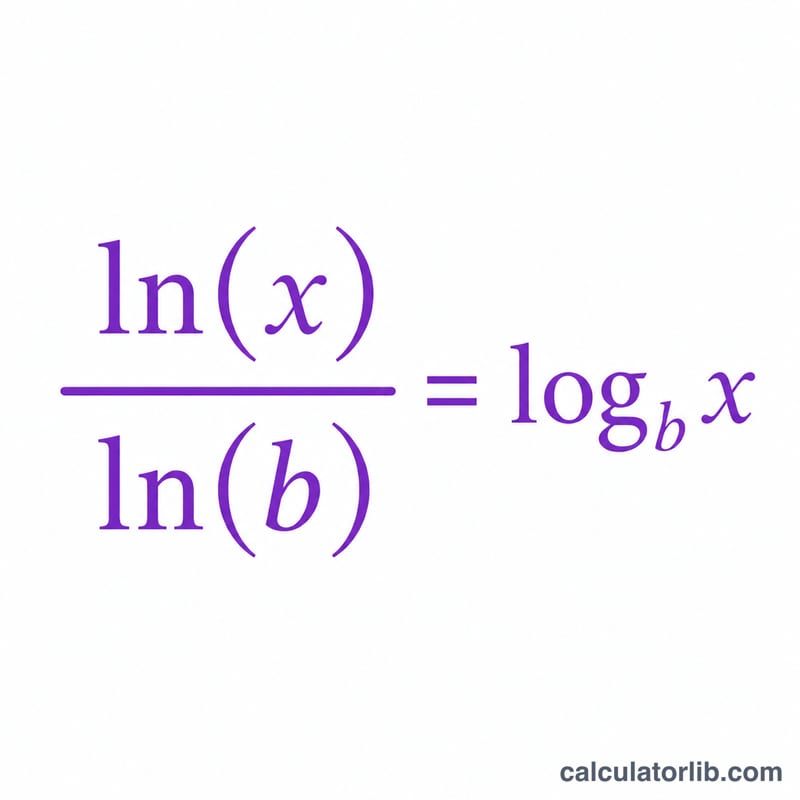 आधार परिवर्तन सूत्र ln(x) बटा ln(b) के रूप में