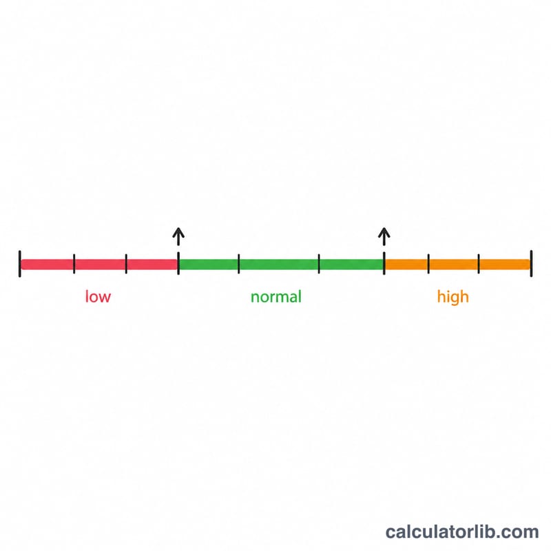 Reference range bar showing low, normal, and high absolute lymphocyte count zones
