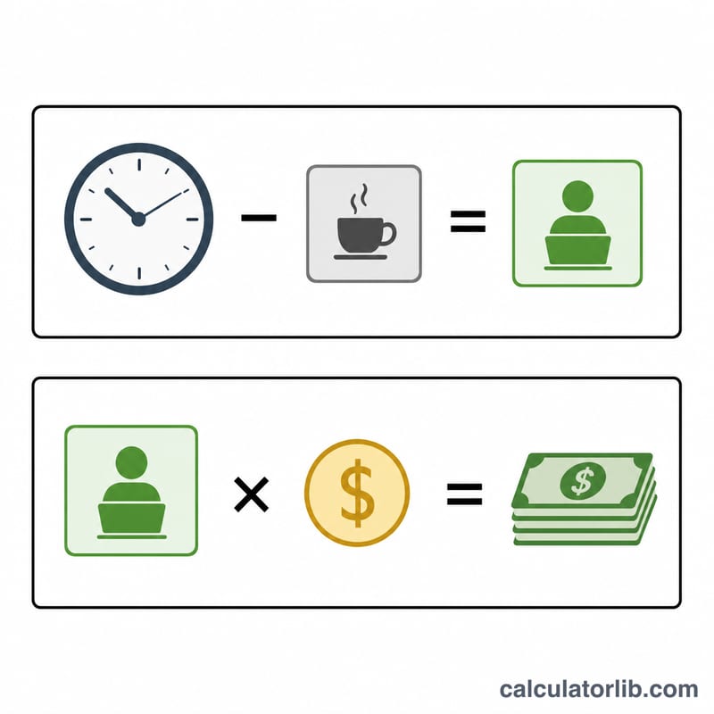 Two-step calculation from worked hours to gross pay