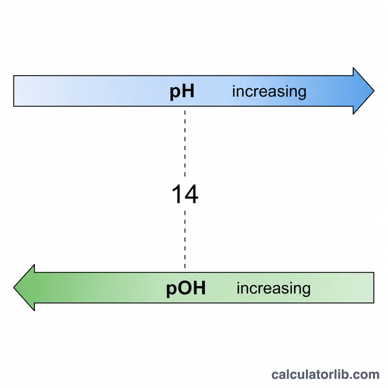 Two stacked bars showing pH and pOH summing to 14