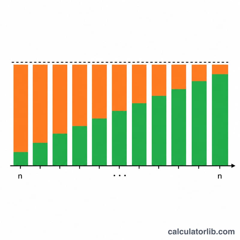 Loan principal split into equal flat-interest portions versus an amortization breakdown of EMI into interest and principal
