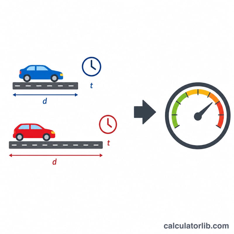 Two cars traveling different distances at different times merging into one overall speed value