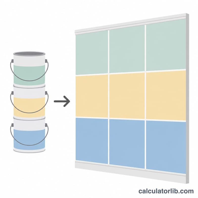 Wall grid next to a stack of paint gallon cans