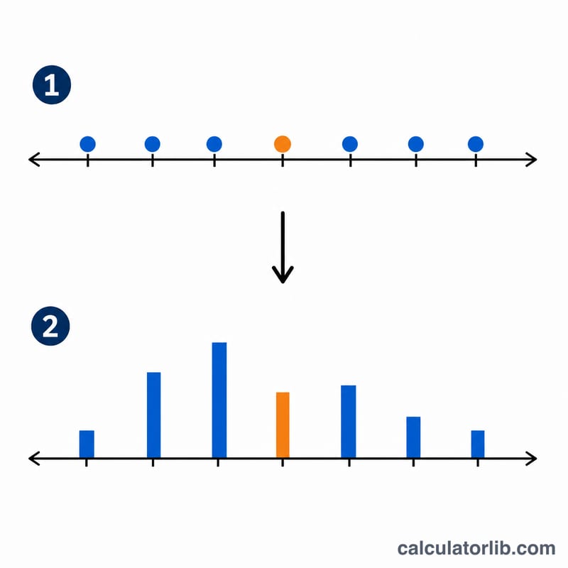Two-step diagram: find the median, then take the median of absolute deviations