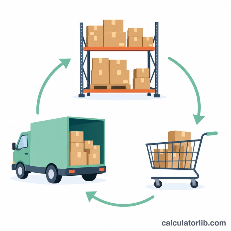 Cycle of stock being sold from shelves and replenished, illustrating turnover