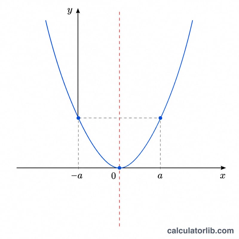 Parabola with dashed vertical axis of symmetry through vertex at x equals minus b over 2a