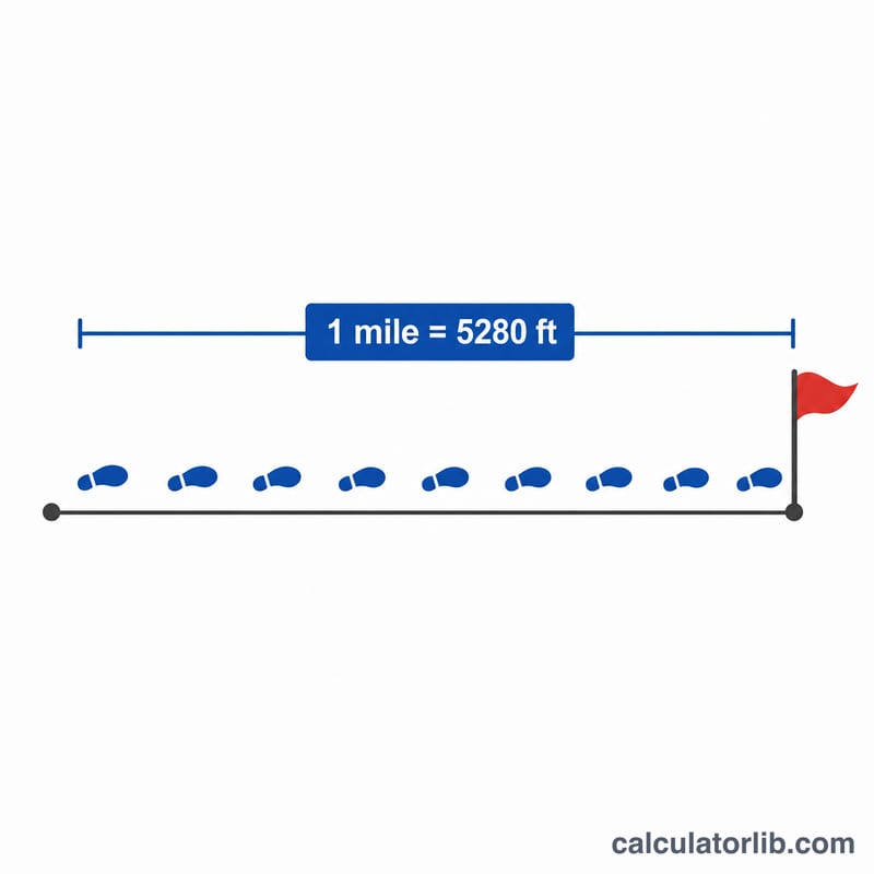 Diagram showing many steps adding up across a one mile distance bar