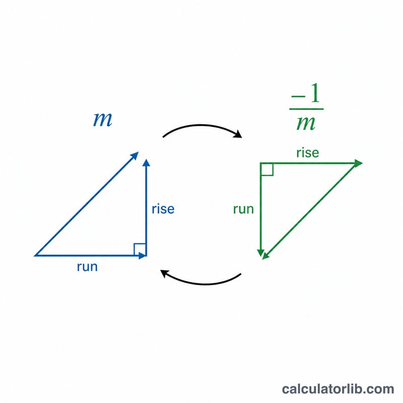 Diagram showing slope m and its negative reciprocal -1/m as perpendicular slope