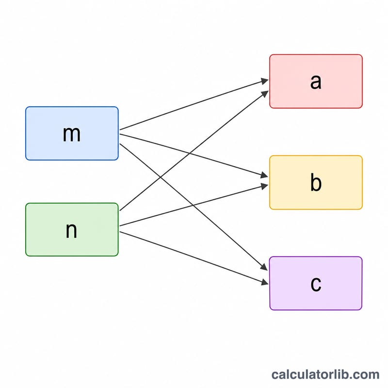 Diagram showing inputs m and n mapping to triple a, b, c via Euclid formula