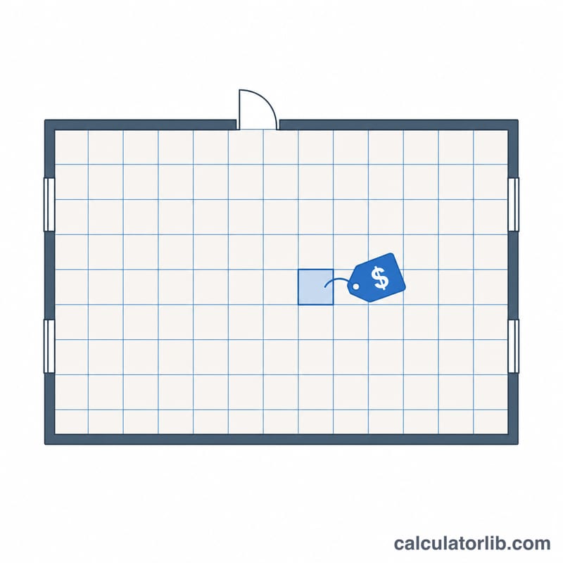Floor plan grid of unit squares each priced per square foot
