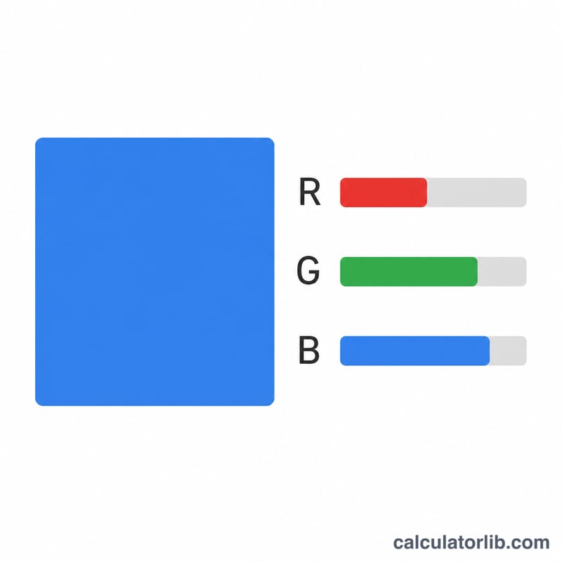 Color swatch preview alongside R, G, B channel bars
