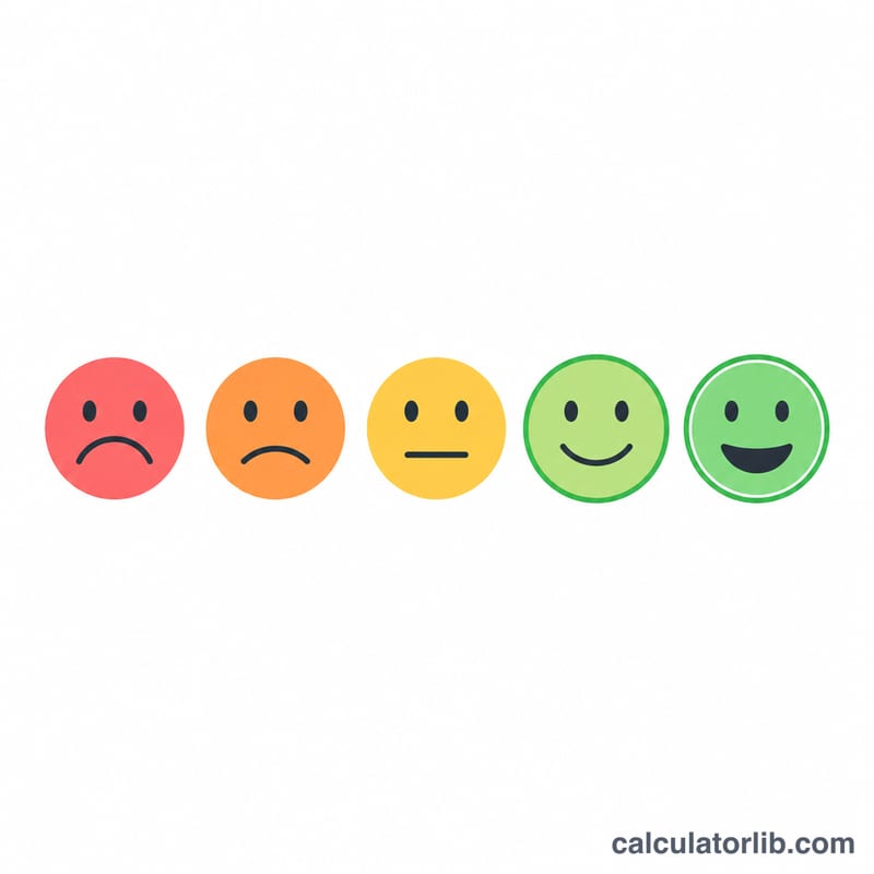 Survey rating scale of five faces from unhappy to happy with the top two highlighted as satisfied