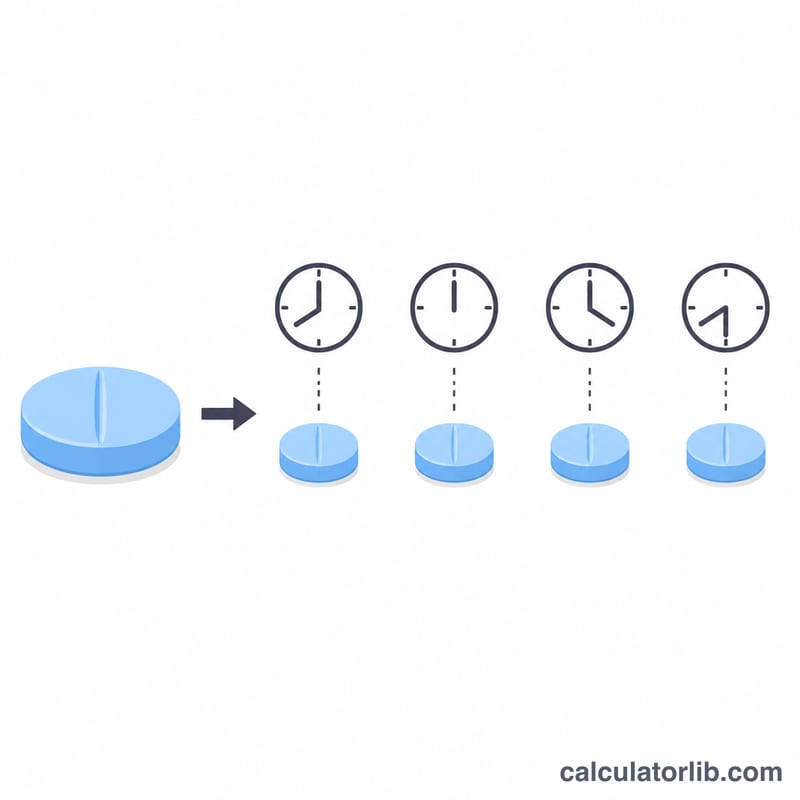 Total daily dose divided into several equal per-administration doses across the day