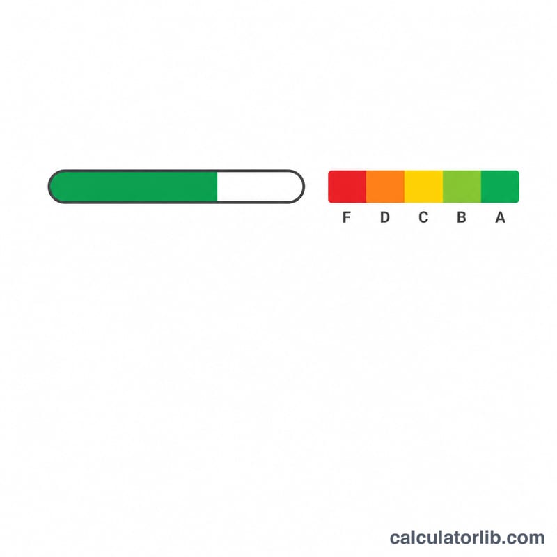 Progress bar with a colored A-F letter grade scale
