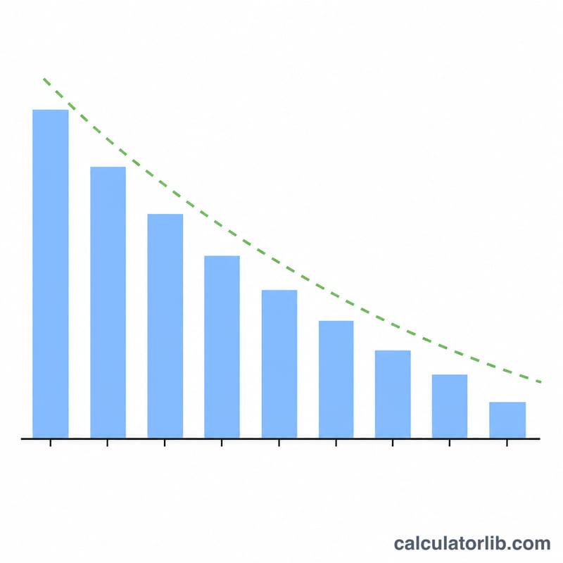 Bar chart of declining monthly recurring revenue from a customer cohort shrinking over time due to churn