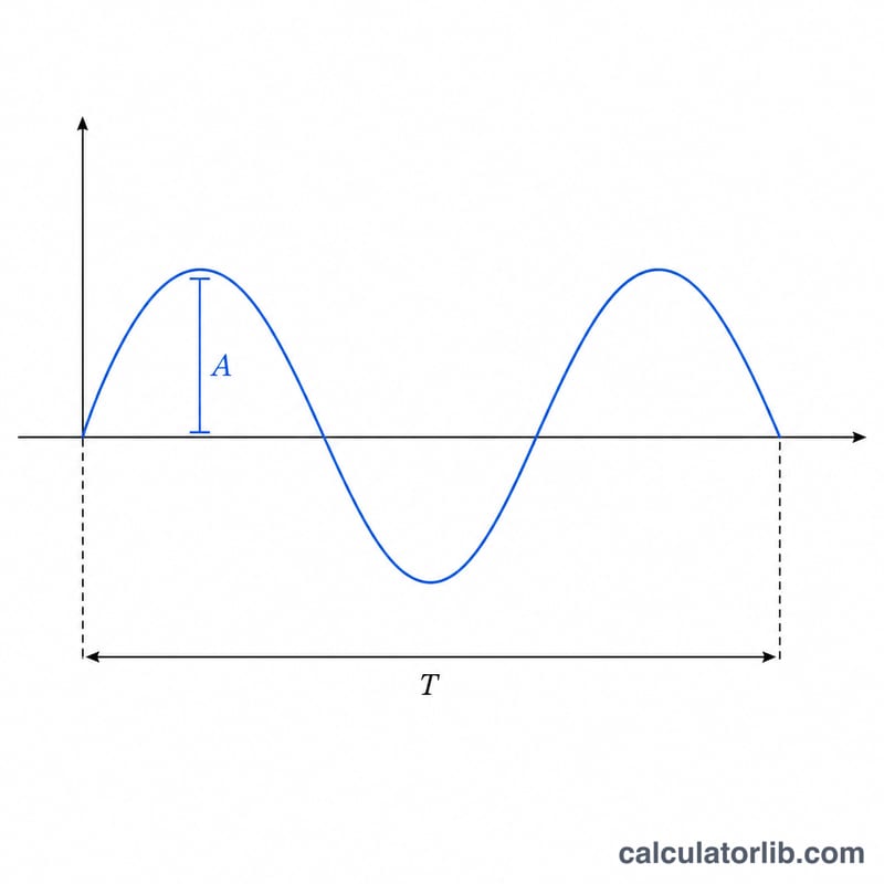 Sinusoidal displacement curve showing one full oscillation period