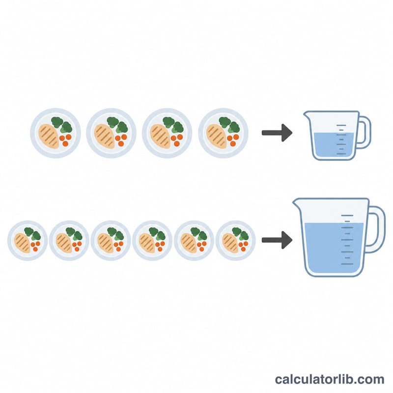 Illustration d'un exemple résolu adaptant une recette de quatre à six portions