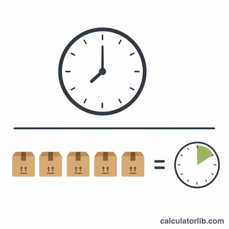 Formula diagram dividing available time by demand to get time per unit