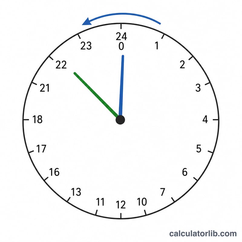 Gece yarısını geçen saat yönünün tersi oklu dairesel saat