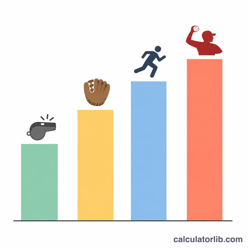 Flat bar chart comparing relative calorie burn of different softball activities