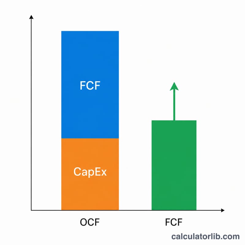 Bar chart breaking down operating cash flow into capital expenditures and remaining free cash flow