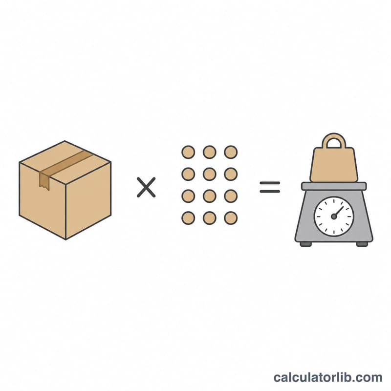 Diagram showing volume times sand density equals weight